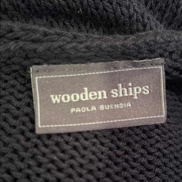 Wooden Ships Blue and White V-Neck Beach Sweater S/M - Picture 2 of 5